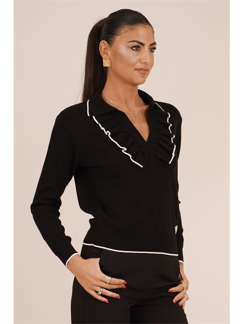 Maglia in viscosa con rouches Love To Love by Gai Mattiolo | LT667NERO/BIANCO